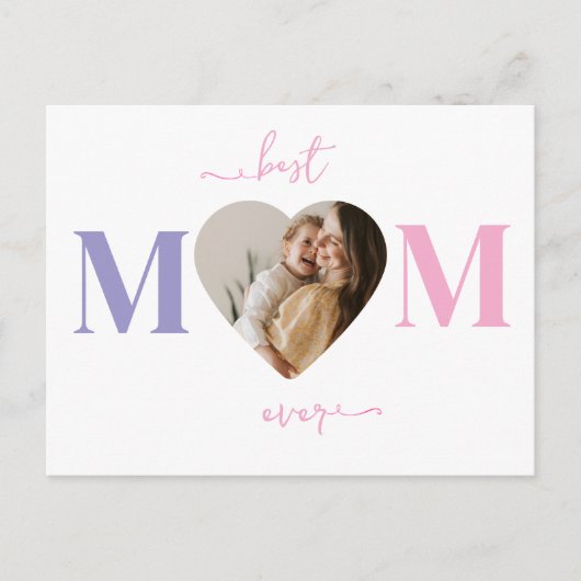 Best Mama Ever Personalisiert Heart Foto Postkarte (Vorderseite)