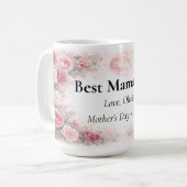 Best Mama Ever Personalized Floral Rose Mug Kaffeetasse (Vorderseite Links)