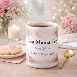 Best Mama Ever Personalized Floral Rose Mug Kaffeetasse