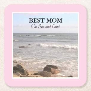 Best Mama Foto Wavy Atlantic Ocean Blue Sky Rechteckiger Pappuntersetzer