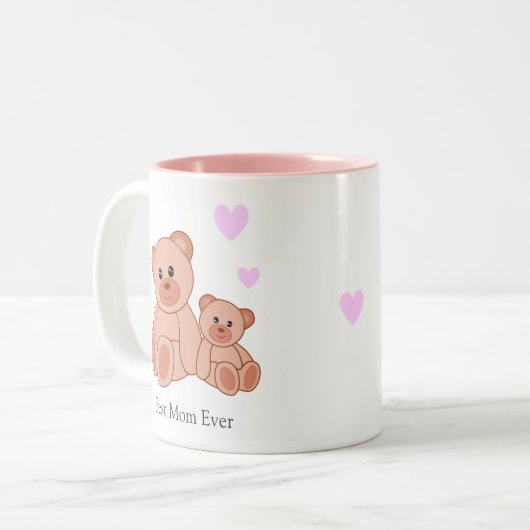 Best Mama & Hearts on White Two Tone Coffee Tasse (Vorderseite Links)