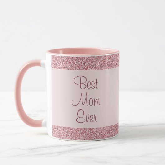 Best Mama je Rose Gold Glitzer Vorlage Tasse (Links)