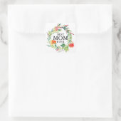 Best Mama je Text Peach Blume Kranz Quadratischer Aufkleber (Tasche)