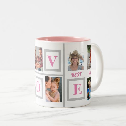 Best Mama LIEBE Custom Foto Kaffee Zweifarbige Tasse (VorderseiteRechts)