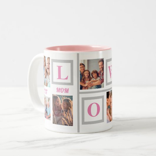 Best Mama LIEBE Custom Foto Kaffee Zweifarbige Tasse (Vorderseite Links)