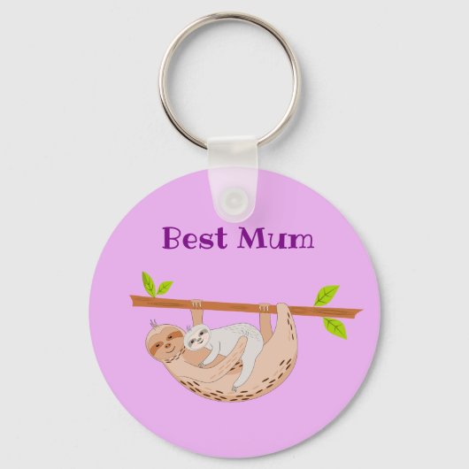 Best Mama, Mütter Day Sloth & Baby Key Ring Schlüsselanhänger (Vorderseite)