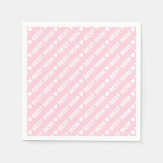 Best Mama White on Light Pink Paper Napkin Serviette (Vorderseite)
