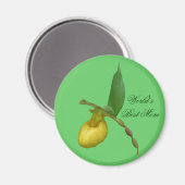 Best Mama Yellow Lady Slipper Blume Foto Magnet (Vorderseite/Rückseite)