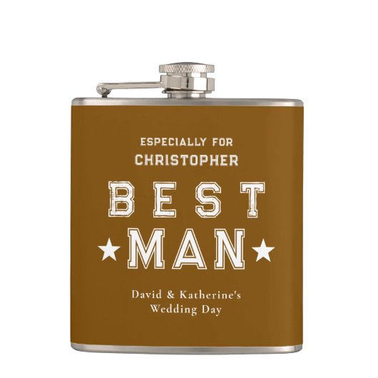 Best Man Appreciation Gift Brown Flachmann (Vorderseite)