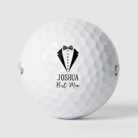 Best Man Black Tuxedo With Striped Bow Tie Golfball (Vorderseite)