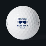 Best Man Blue Bow Tie Golfball<br><div class="desc">These golf balls are a great favor for the best man in your wedding. They feature a blue bow tie with the best man's name above it in a modern CAP font and the words Best Man along with the wedding date below. They'd be great for a bachelor party or...</div>