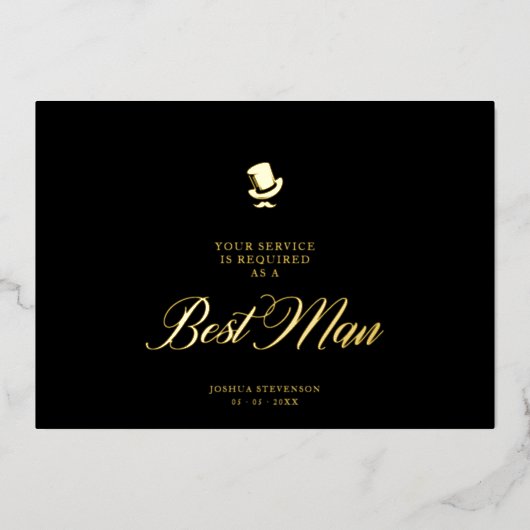 Best Man Funny Wedding Minimalist Proposal Card Folieneinladung (Vorderseite)