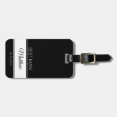 Best Man Thank You Luggage Tags Black Monogram Gepäckanhänger (Vorderseite horizontal)