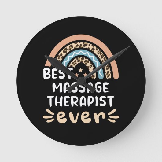 Best Massage Therapist ever Leopard Rainbow Gift M Runde Wanduhr (Vorderseite)