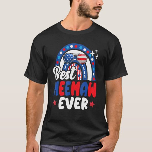 Best Meemaw Ever Regenbogen Sonnenbrille Usa Flag T-Shirt (Vorderseite)