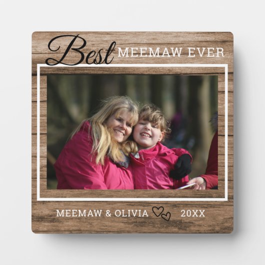 Best Meemaw jemals Custom Foto Rustic Wood Fotoplatte (Vorderseite)