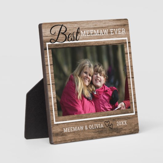 Best Meemaw jemals Custom Foto Rustic Wood Fotoplatte (Vorderseite)