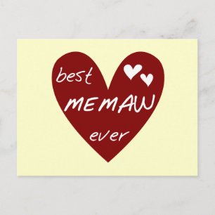 Best Memaw - T - Shirt und Geschenke für das Rote  Postkarte