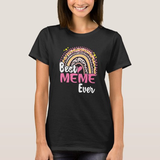 Best Meme Ever Funny Pink Leopard Regenbogenmütter T-Shirt (Vorderseite)