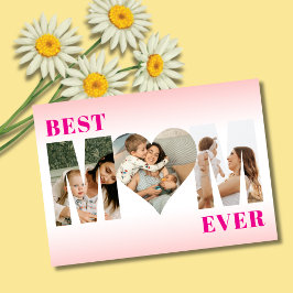 Best Mom Ever 3 Photo Stylish Happy Mother's Day  Karte