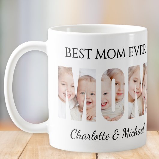 Best Mom Ever 3 Photos Cutout Letters  Kaffeetasse