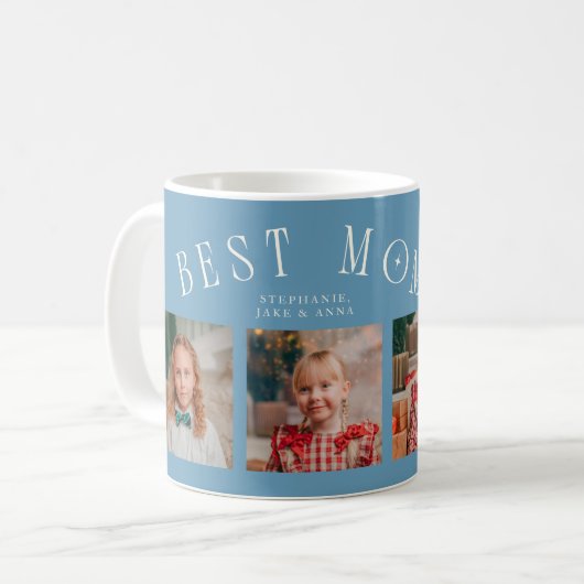 Best Mom Ever 4-Photo Denim Blue Mothers Day  Kaffeetasse (Vorderseite Links)