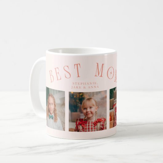Best Mom Ever 4-Photo Peach Mothers Day  Kaffeetasse (Vorderseite Links)