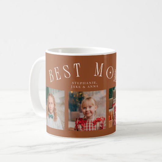 Best Mom Ever 4-Photo Terracotta Mothers Day  Kaffeetasse (Vorderseite Links)