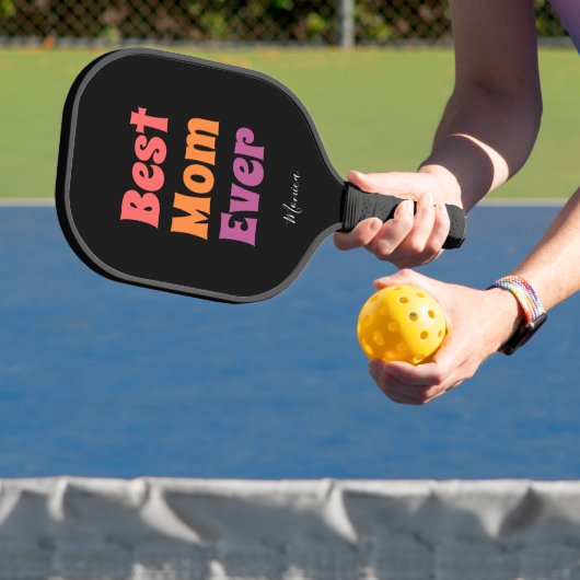 Best mom ever black and purple yellow personalized pickleball schläger (InSitu)