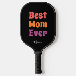 Best mom ever black and purple yellow personalized pickleball schläger