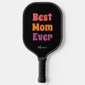 Best mom ever black and purple yellow personalized pickleball schläger (Rückseite)