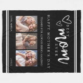 Best Mom Ever Black Modern Photo Collage  Fleecedecke (Vorderseite (Horizontal))