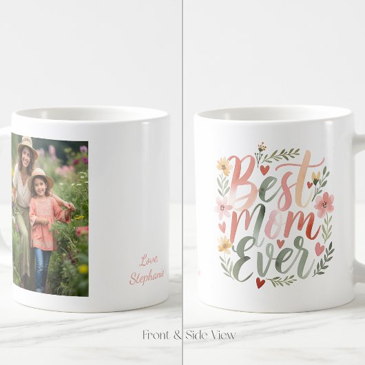 Best Mom Ever Boho Custom Photo and Name Kaffeetasse