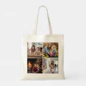 Best Mom Ever Custom 4 Photo Collage Pink Tote Bag Tragetasche (Rückseite)