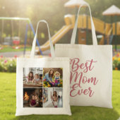 Best Mom Ever Custom 4 Photo Collage Pink Tote Bag Tragetasche