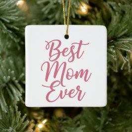 Best Mom Ever Custom Photo Christmas Keepsake Pink Keramikornament