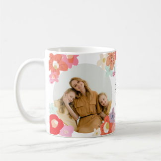 Best Mom Ever Custom Photo Keepsake Happy Floral Kaffeetasse