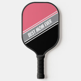 Best Mom Ever Elegant Black and Pink White Custom Pickleball Schläger