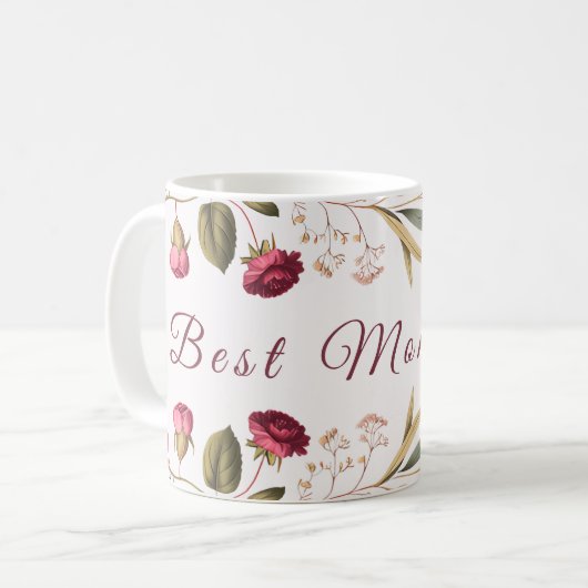 Best Mom Ever Floral Coffee Mug Kaffeetasse (Vorderseite Links)