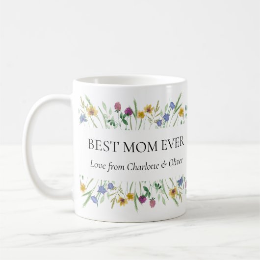 Best Mom Ever Floral Mother's Day Kaffeetasse (Links)