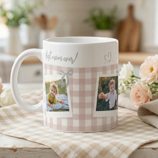 Best Mom Ever Gingham Photo Collage Kaffeetasse