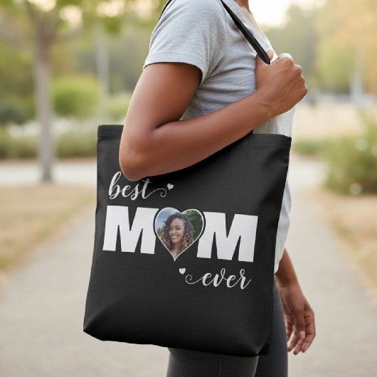 Best Mom Ever Heart Photo Mother's Day Black Tasche