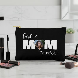 Best Mom Ever Heart Photo Mother's Day Black Zubehörtasche