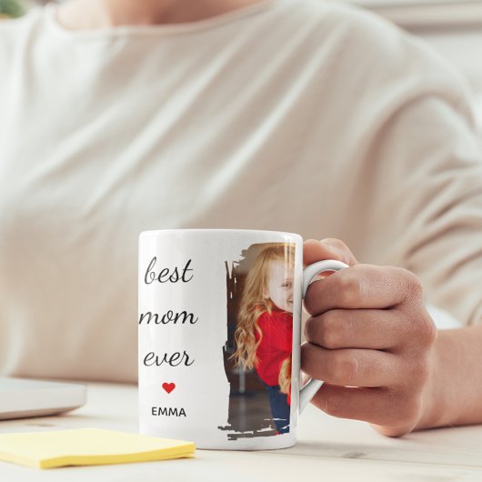 Best Mom Ever l Custom Photo & Text Typography Tasse