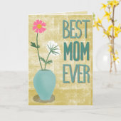 Best Mom Ever – Modern Floral Abstract with Vase Karte (Gelbe Blume)