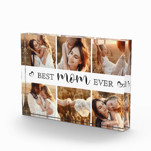 Best Mom Ever Modern Photo Collage Personalized Fotoblock (Rechts)