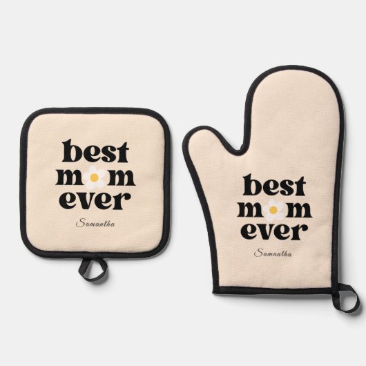 Best Mom Ever Personalized Ofenhandschuh & Topflappen-Set (Vorderseite)