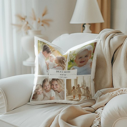 Best Mom Ever Photo Collage Pillow Kissen
