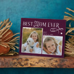 Best Mom Ever Photo Heart Mothers Day Burgundy Fotoplatte<br><div class="desc">Celebrate the woman whose love feels like home. This Best Mom Ever Heart Photo Plaque turns two of your most treasured memories into a beautiful daily reminder of how deeply she’s loved. Designed with a modern minimalist layout, elegant typography, and a soft heart detail, it captures the story of all...</div>