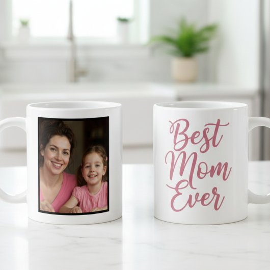 Best Mom Ever Pink Script 1 Photo Keepsake Kaffeetasse